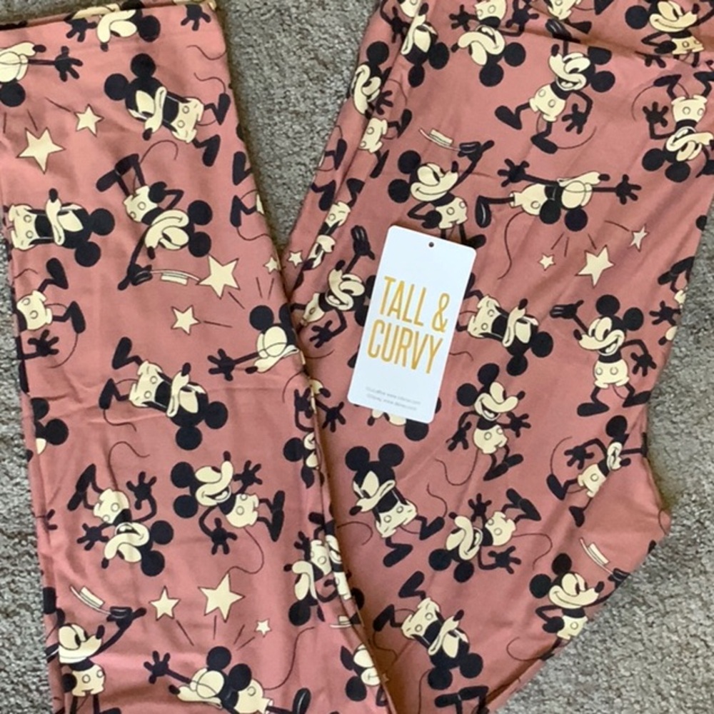 LuLaRoe Pink Cartoon Print Leggings